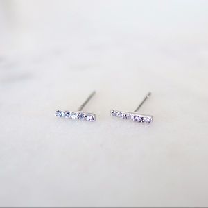 Diamond CZ silver bar stud earrings